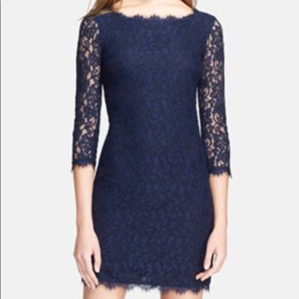 Navy lace mini dress Diane Von Furstenberg